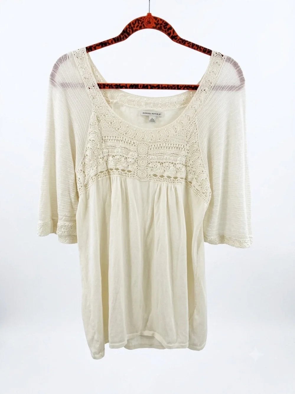 Banana Republic Women's Cream Crochet Peasant Top Size XL